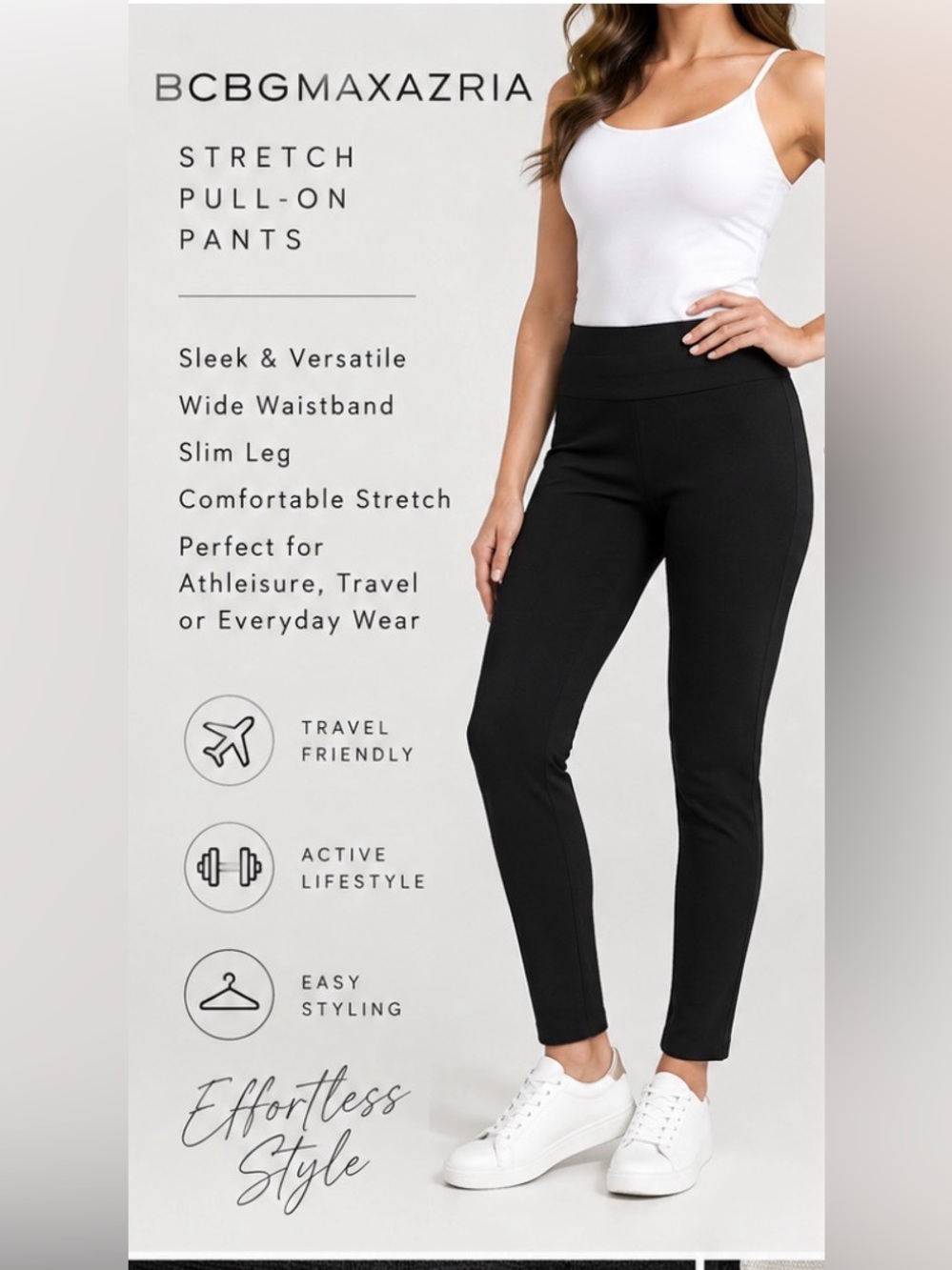 BCBGMAXAZRIA Black Stretch Pull-On Skinny Pants Leggings M
